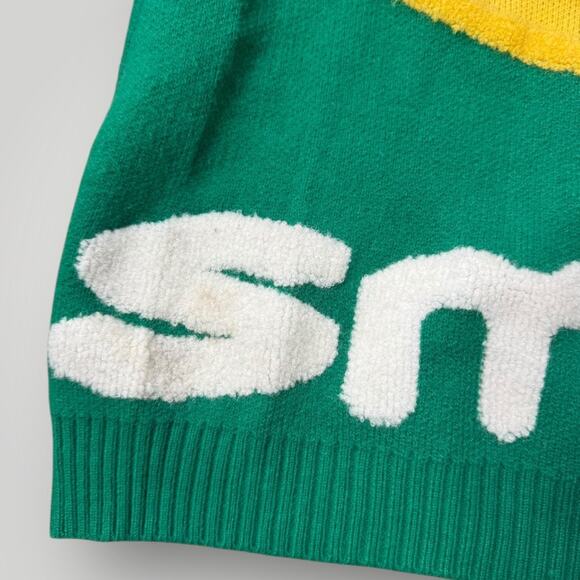 MCC Home MC Studios Smiley Face Green Knit Sweater M-L - Picture 4 of 12